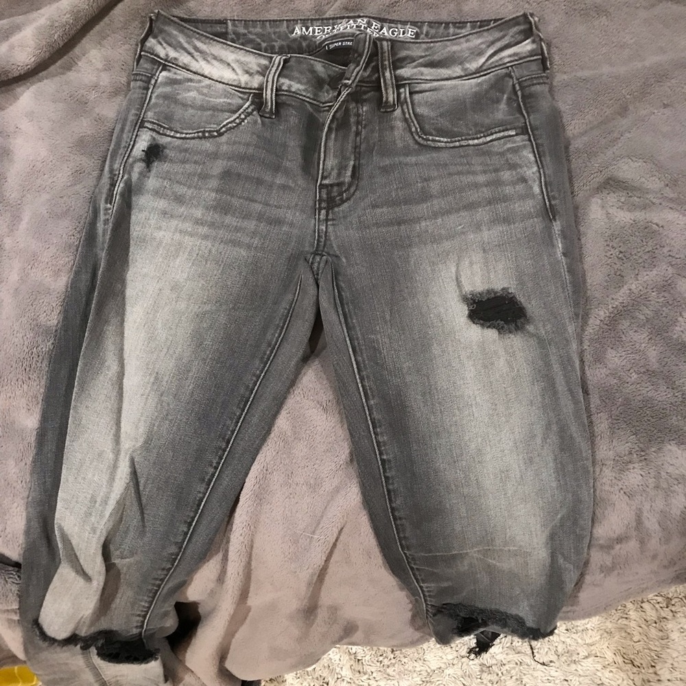Dark Grey Wash Jeans w/ holes